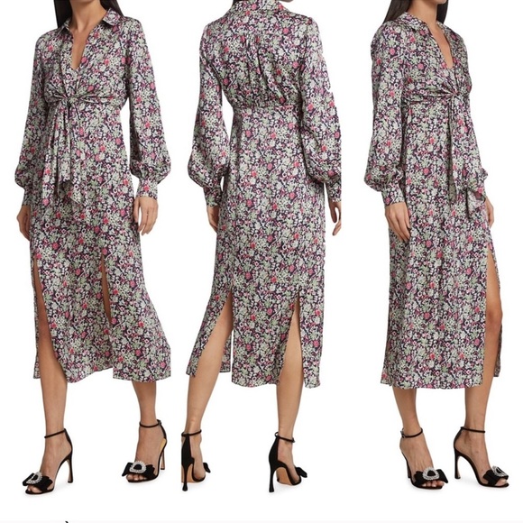 Cinq à Sept New Quin Floral Print Long Sleeve Dress Size 0 Blue Multicolor - Picture 6 of 8